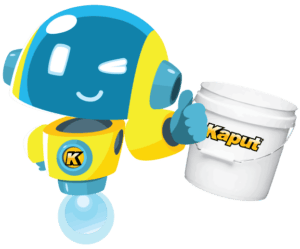 kaput smart bot with kaput labeled pail